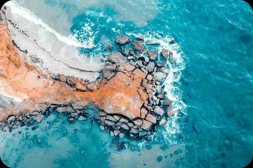 Aerial view of rocky coastline