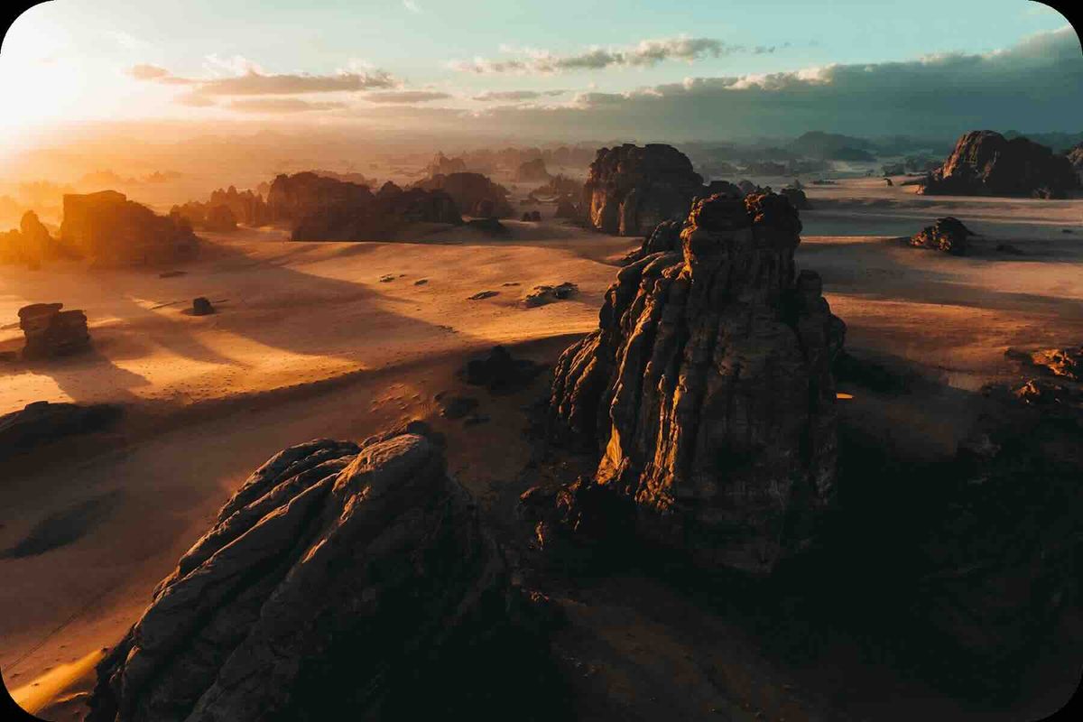 Desert sunset with sand dunes