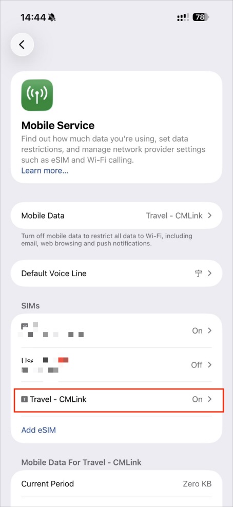 Click eSIM to enter settings page, select Cellular Number Label to rename