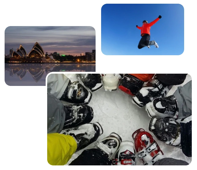 Australia winter self-drive route with alpine mountain backdrop