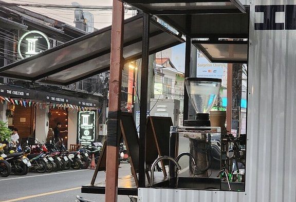 Coffee shop and street buildings in Phuket Old Town